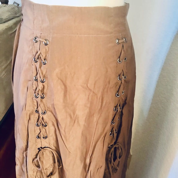 Scarlet Darkness Maxi Long Skirt Renaissance Double Layer Overskirt Brown - Picture 6 of 11